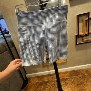 Peach Blue & White Women's Biker Shorts